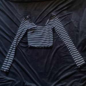 Fashion nova wide shoulder striped crop top